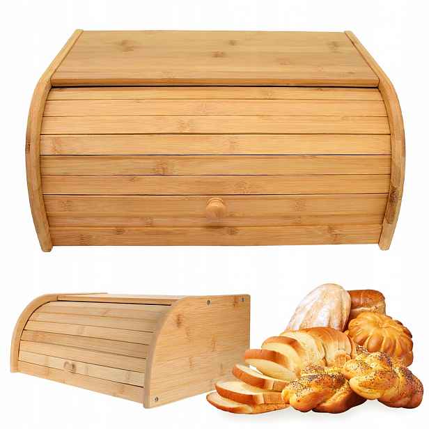 Jednodílný chlebník Bedee Bambusový zásobník na chléb s rolovacím víkem