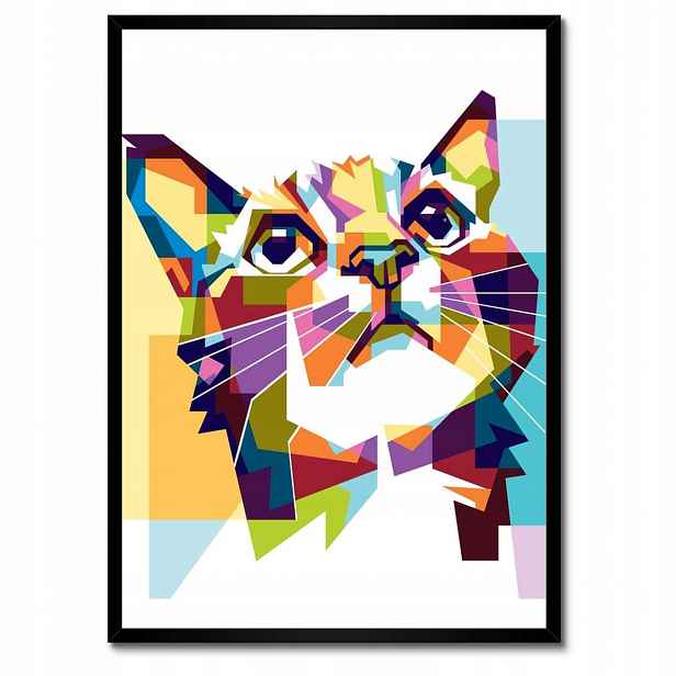 Plakáty v rámu 50x70 Abstraktní kočka