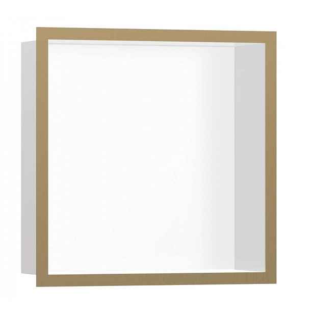 Hansgrohe XtraStoris Individual - Výklenek do stěny s designovým rámem, 30x30x10 cm, matná bílá/kartáčovaný bronz 56099140
