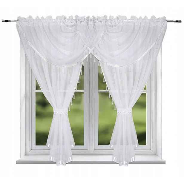 Hotová Záclona 400 x 160 cm Voál Záclona Korálky Lambrekýn Voda
