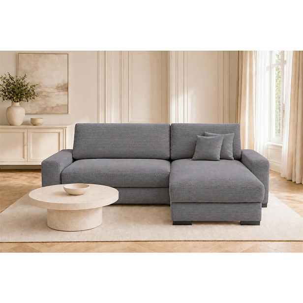 MID.YOU ROHOVÁ SEDAČKA, dřevo, textil, kompozitní dřevo, šedá