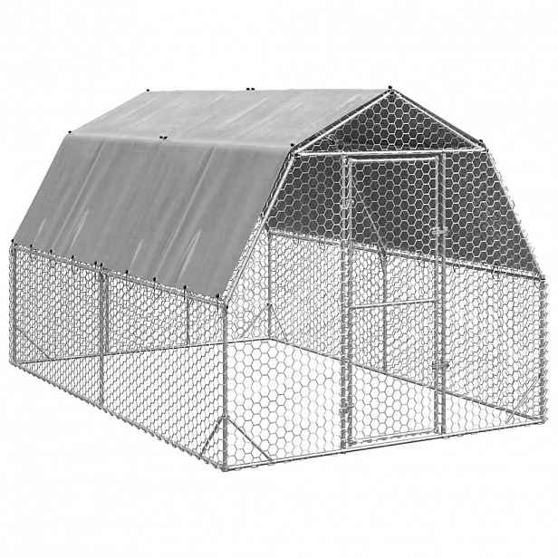 vidaXL Výběh pro slepice se střechou 2,5x4x2,25 m pozinkovaná ocel