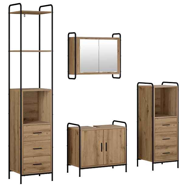 vidaXL Sada koupelnových skříněk 4 ks Dub artisan 40 x 36 x 200,5 cm