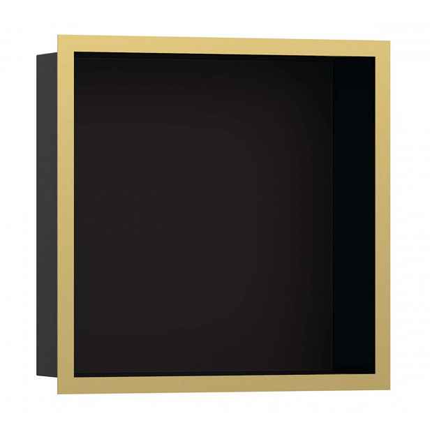 Hansgrohe XtraStoris Individual - Výklenek do stěny s designovým rámem, 30x30x10 cm, matná černá/leštěný vzhled zlata 56098990