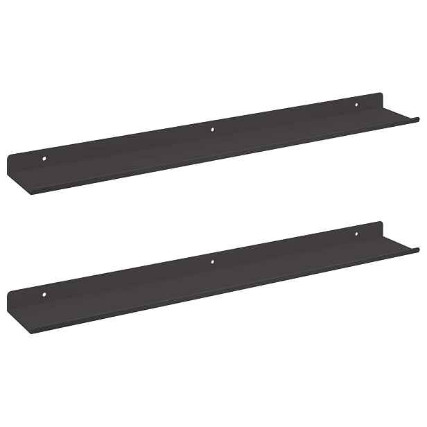 vidaXL Plovoucí police 2 ks Černý 60 x 9 x 2,5 cm Ocel