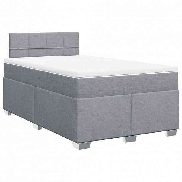 vidaXL Box spring postel s matrací světle šedá 120 x 200 cm textil