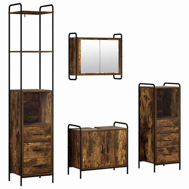 vidaXL Sada koupelnových skříněk 4 ks Kouřový dub 40 x 36 x 200,5 cm