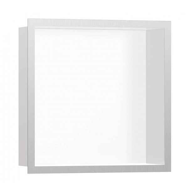 Hansgrohe XtraStoris Individual - Výklenek do stěny s designovým rámem, 30x30x10 cm, matná bílá/kartáčovaná nerez 56099800