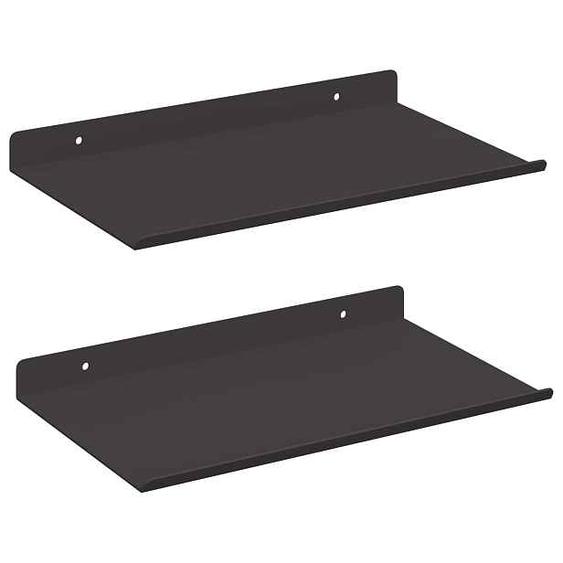vidaXL Plovoucí police 2 ks Černý 30 x 18 x 2,5 cm Ocel