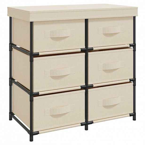 vidaXL Úložná skříňka se 6 zásuvkami 55 x 29 x 55 cm krémová ocel
