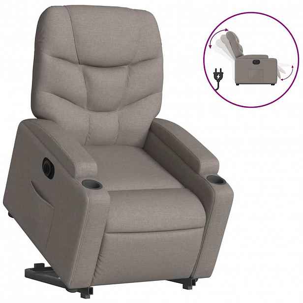 vidaXL Elektrické zvedací polohovací křeslo taupe textil