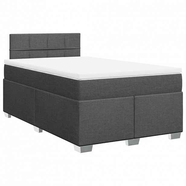 vidaXL Box spring postel s matrací tmavě šedá 120x200 cm textil