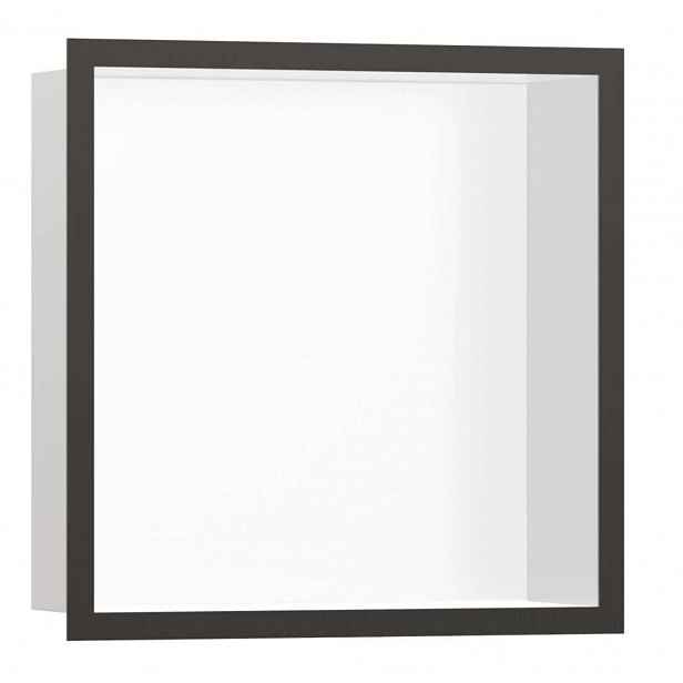 Hansgrohe XtraStoris Individual - Výklenek do stěny s designovým rámem, 30x30x10 cm, matná bílá/kartáčovaný černý chrom 56099340