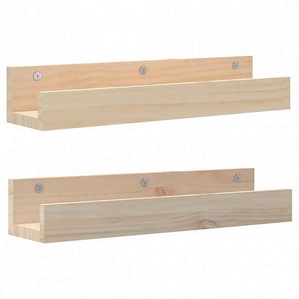 vidaXL Nástěnné police 2 ks 50 x 12 x 9 cm masivní borové dřevo
