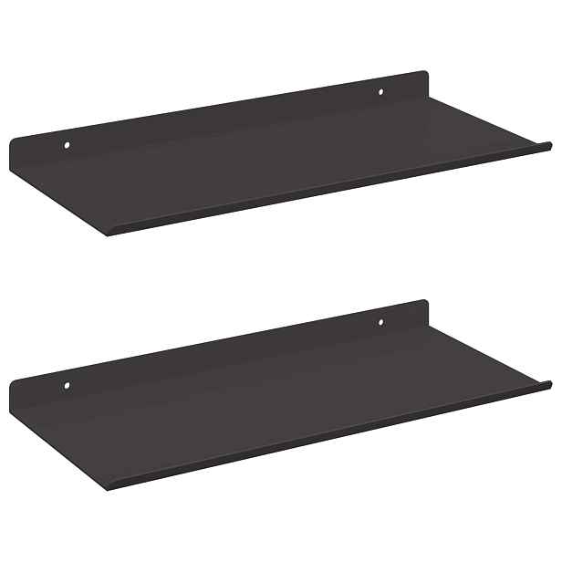 vidaXL Plovoucí police 2 ks Černý 40 x 18 x 2,5 cm Ocel