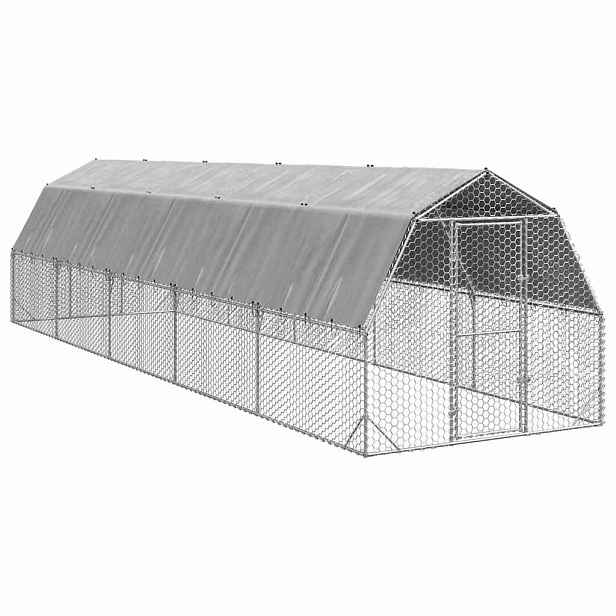 vidaXL Výběh pro slepice se střechou 2,5x10x2,25 m pozinkovaná ocel