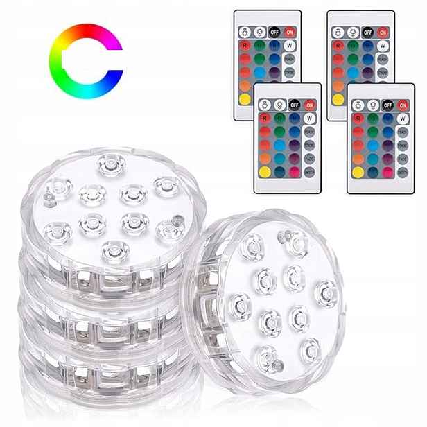 4KS Rgb Led Bazénová Lampa Bazén S Dálkovým Ovládáním