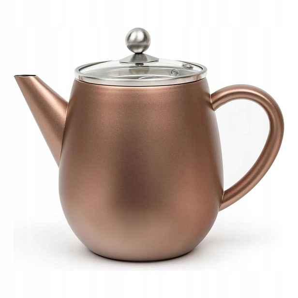 Bredemeijer Duet Eva Dvoustěnná konvička na čaj, 1,1 l, Rusty Brown