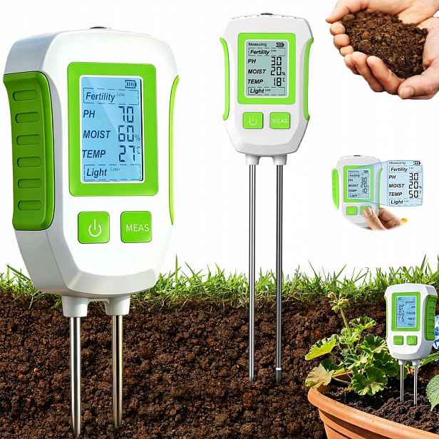 Kyseloměr Na Půdu Tester 5V1 S LCD Displejem, Úrodnost, Vlhkost Itp.ph