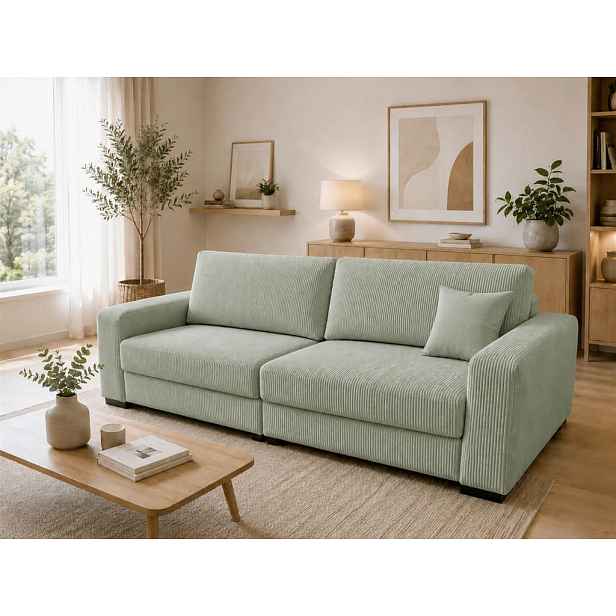MID.YOU TŘÍMÍSTNÁ POHOVKA, dřevo, textil, kompozitní dřevo, mátově zelená
