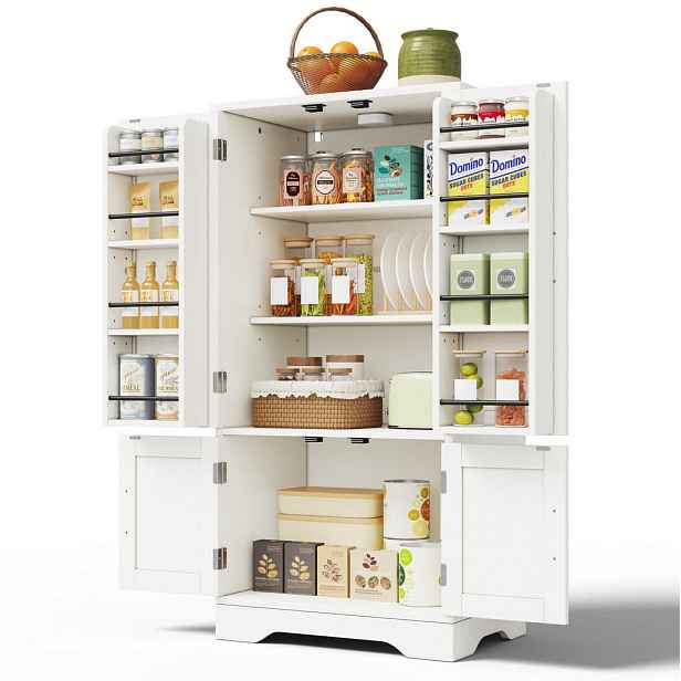 Modenvie BUFFET skříň z MDF, 120/60/40 cm bílá, s LED senzorovým světlem