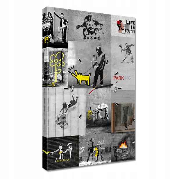 Nástěnné hodiny 40x60 Full Mix Banksy