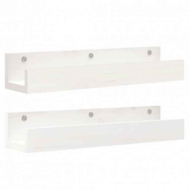 vidaXL Nástěnné police 2 ks bílé 50 x 12 x 9 cm masivní borové dřevo