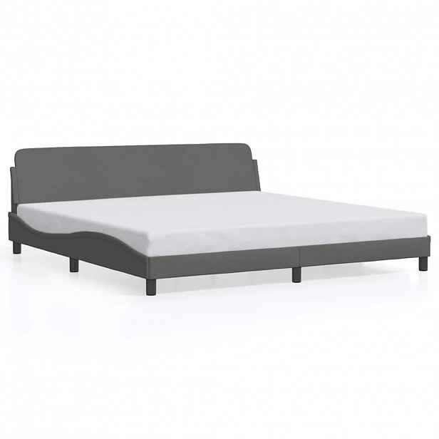 vidaXL Rám postele Dover tmavě šedý 200 x 200 cm textil