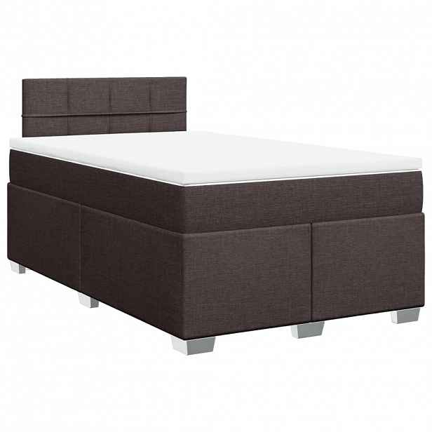 vidaXL Box spring postel s matrací tmavě hnědá 120x200 cm textil