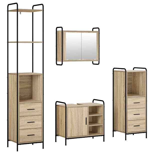 vidaXL Sada koupelnových skříněk 4 ks Dub sonoma 40 x 36 x 200,5 cm