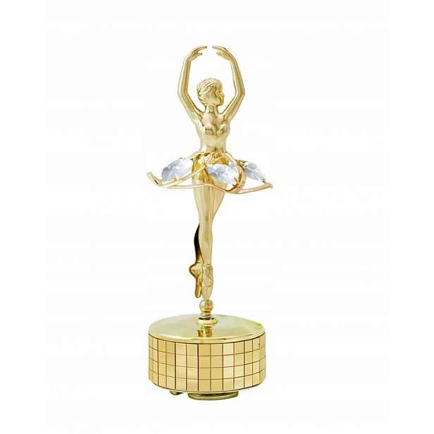 Figurka hrací skříňka zlatá baletka CrystoKraft Swarovski Crystal dekorace