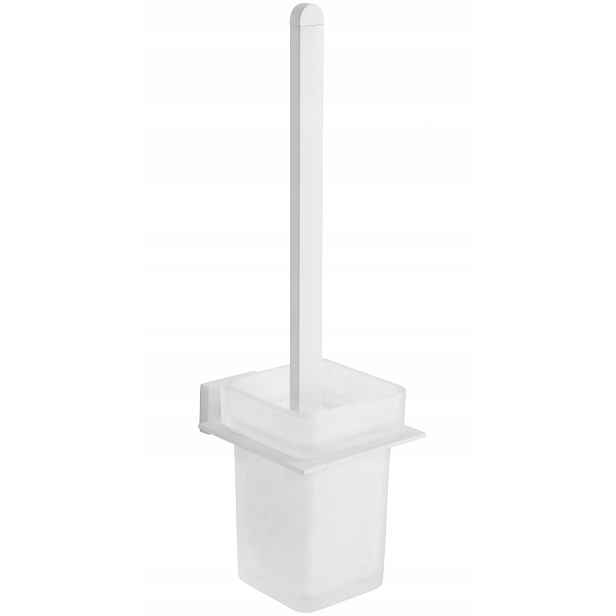 Mexen Arno Wc kartáč Stěnný, Bílý, Sklo/Kov, Čtvercový, 38x10,5 cm