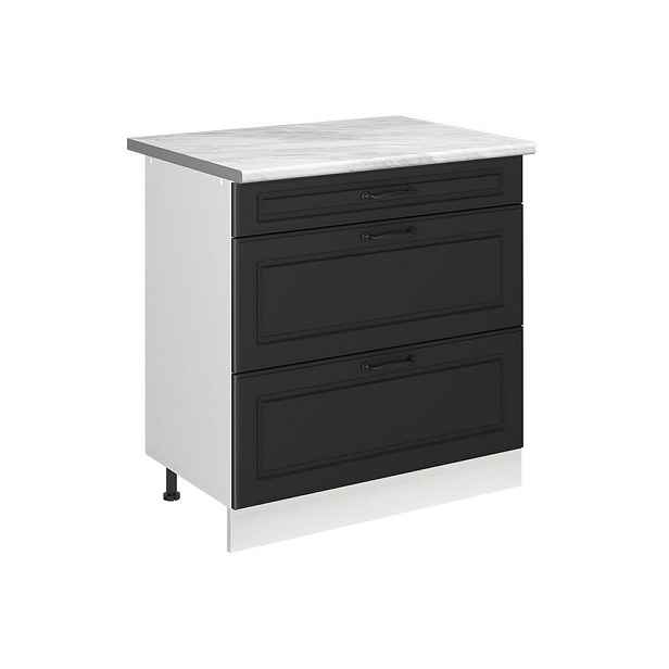 Vicco SPODNÍ SKŘÍŇKA KUCHYŇSKÉ LINKY R-Line, Antracitový venkovský dům/Bílá, 80 cm se 3 zásuvkami pracovná doska Mramor