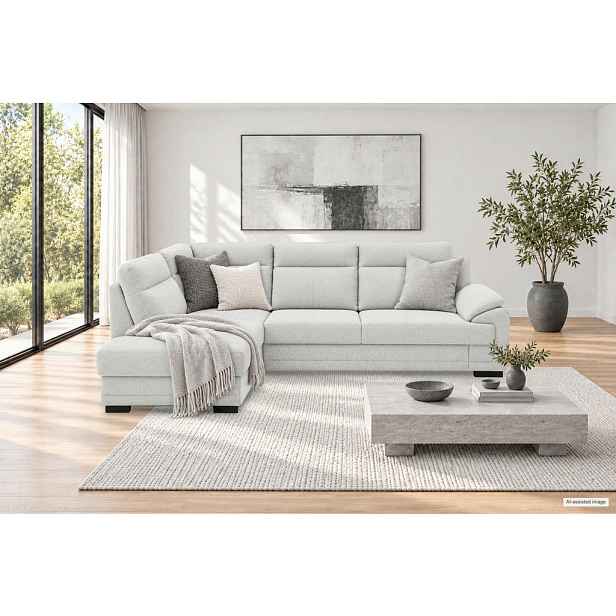 MID.YOU ROHOVÁ SEDAČKA, dřevo, textil, kompozitní dřevo, světle šedá