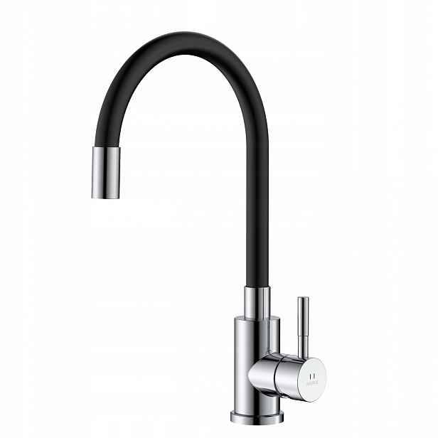 Avapax Lapur Kuchyňská baterie chrom/černá matná s flexibilním výtokem