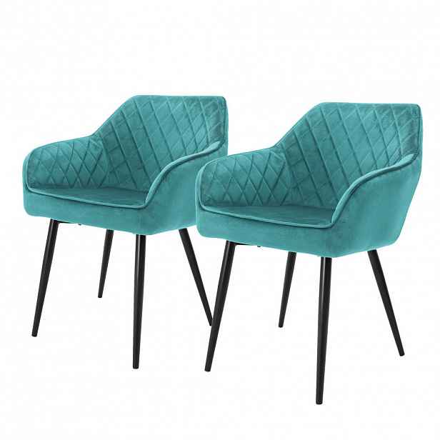 ML-DESIGN JÍDELNÍ ŽIDLE, sada 2 ks, petrol, samet