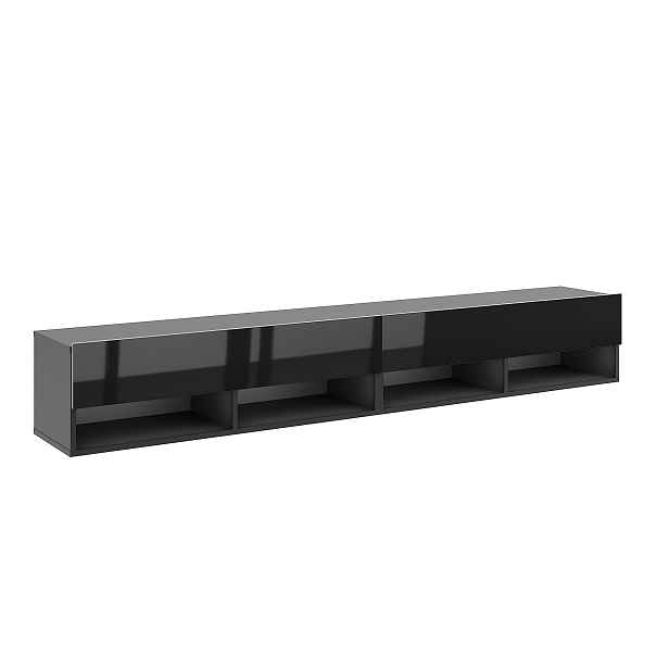 Vivaldi Závěsný TV stolek Derby 280 cm černý mat/černý lesk