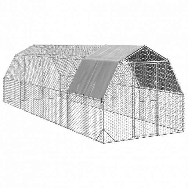 vidaXL Výběh pro slepice se střechou 2,5x8x2,25 m pozinkovaná ocel