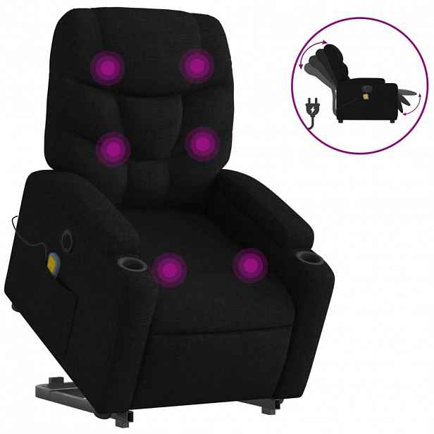 vidaXL Elektrické zvedací masážní polohovací křeslo černé textil