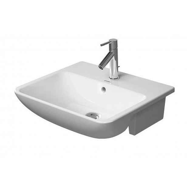 Duravit ME by Starck - Umyvadlo 55x46 cm, s přepadem, otvor pro baterii, DuraShield, bílá 037855AA00