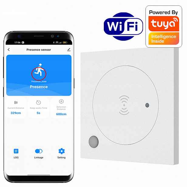 Rtx Mikrovlnný senzor přítomnosti WiFi Tuya Smart 230V nástěnný