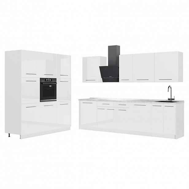 Vicco KUCHYŇSKÝ KOUT Fame-Line, Bílá vysoký lesk/Bílá, 460 cm, PD Mramor