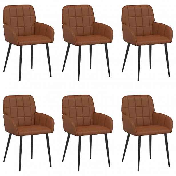 vidaXL Jídelní židle 6 ks Umělá kůže Hnědá 56.5 x 50 x 85 cm