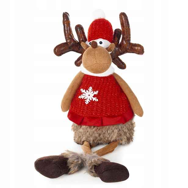 Vánoční figurka Doll 25x15x59 Eurofirany červená hnědá sob