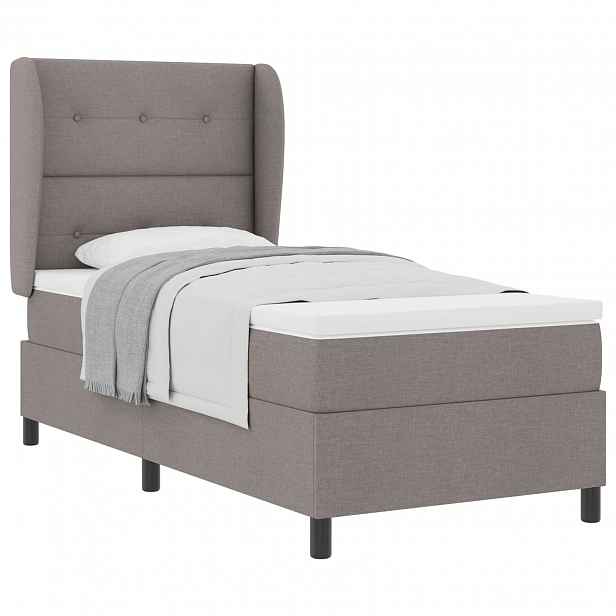 vidaXL Postel s boxspringem s čelo Taupe 90 x 190 cm textil