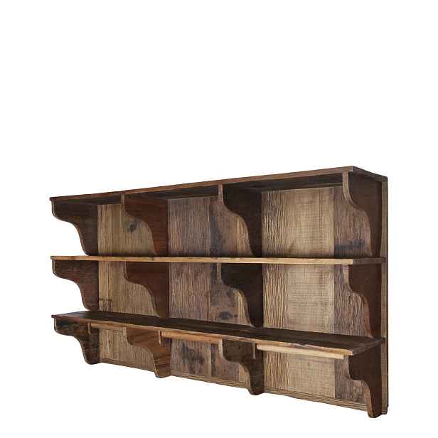 Hnědá nástěnná police Grimaud z recyklovaného dřeva Nature – 180*30*90 cm Chic Antique