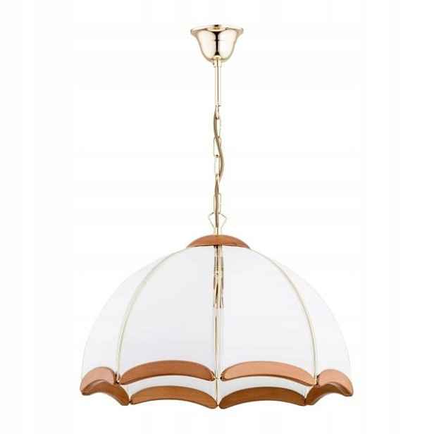Klasická závěsná lampa zlatá bílá dřevěná do jídelny obývacího pokoje 46 cm Alfa