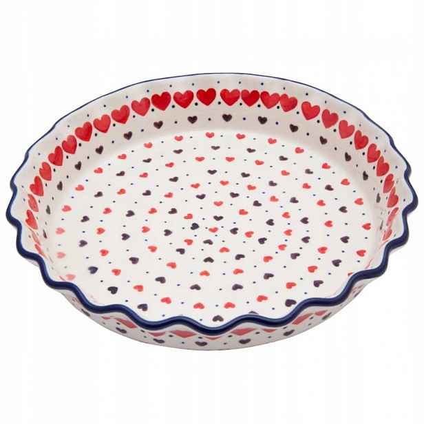 Tartovačka 25.5 cm Umělecká keramika Bolesławiec dek 2108 Srdce