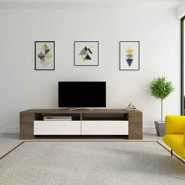 TV stolek Sosruko - Walnut, White