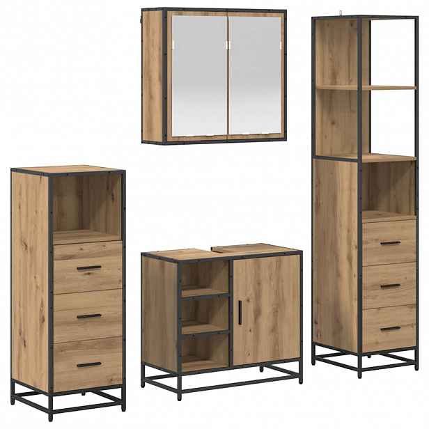 vidaXL Sada koupelnového nábytku 4 ks Artisanový dub 65 x 33 x 60 cm